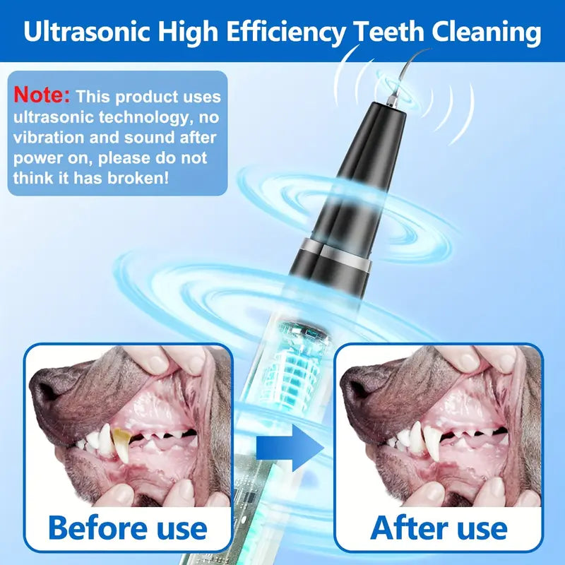 Pet Ultrasonic Teeth Cleaning Kit, Suitable for Dogs and Cats